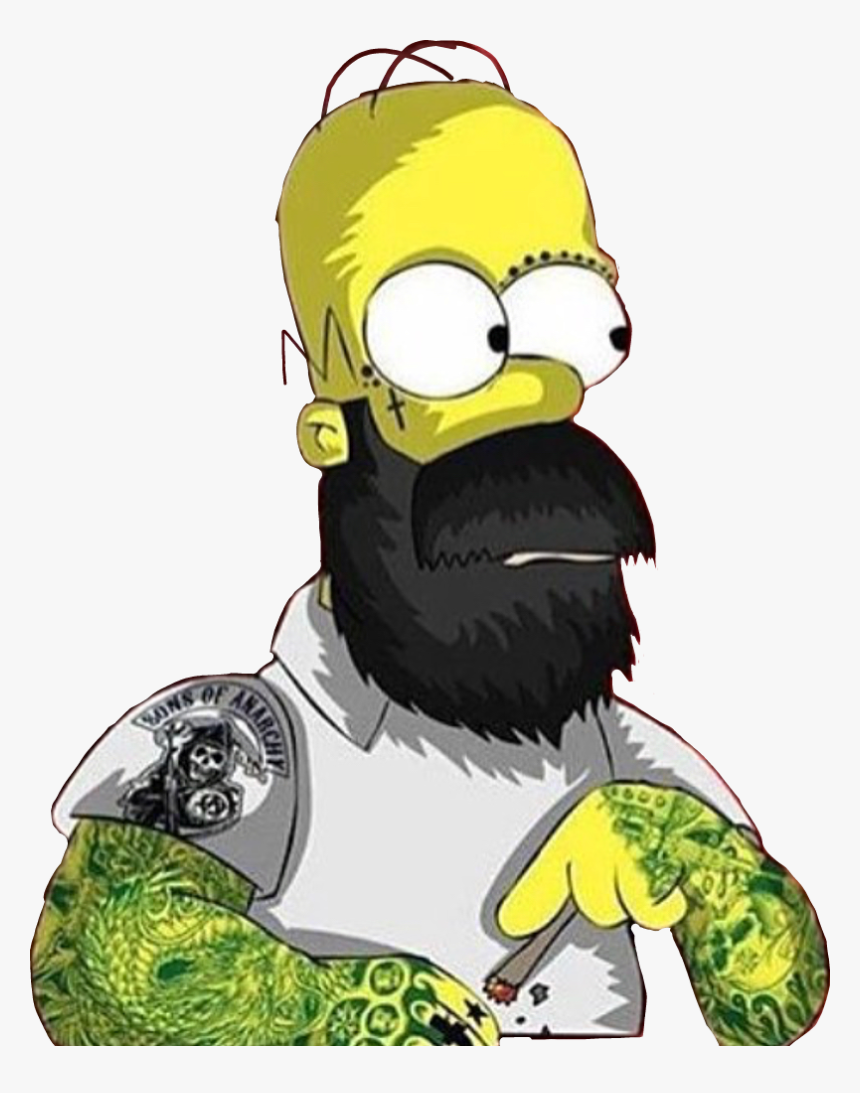 #homer #simpson #beard #marihuanna #porro #sonsofanarchy, HD Png Download, Free Download