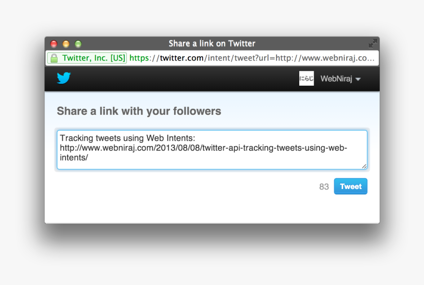 Tweet Using Web Intents - Twitter Account Link Example, HD Png Download, Free Download