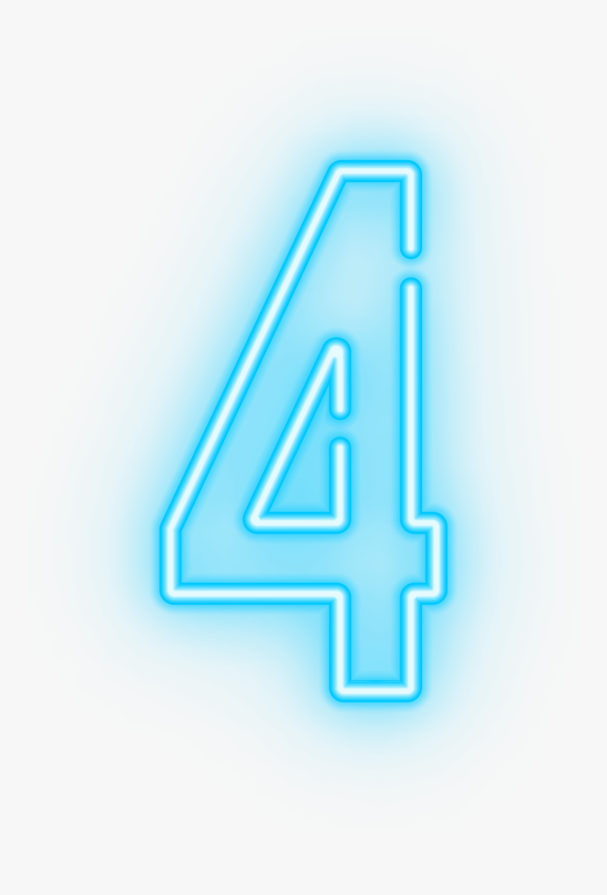 Neon Number Four Clip - Blue Neon Numbers Png, Transparent Png, Free Download