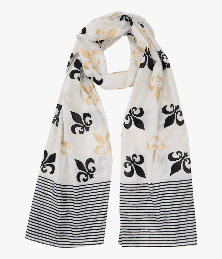 Fleur De Lis Scarf On White - White Cotton Scarf New, HD Png Download, Free Download