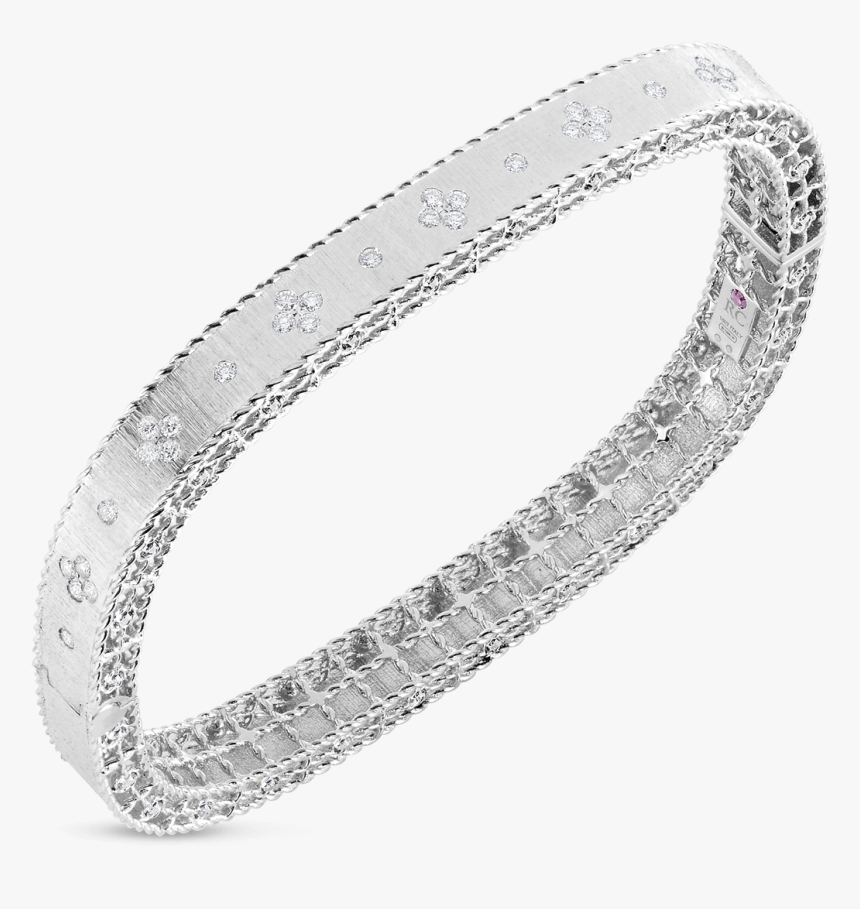 Princess 18k White Gold Satin Finish Bangle With Fleur - Square Platinum Bangle, HD Png Download, Free Download