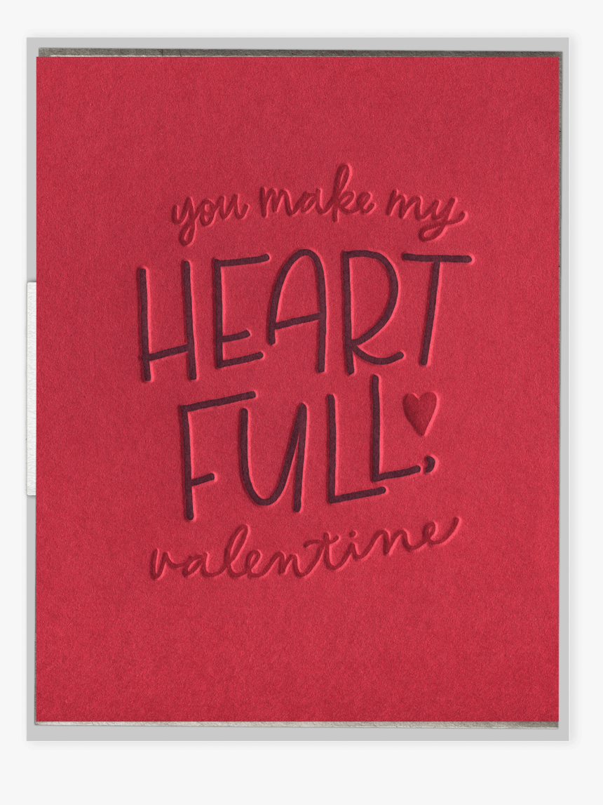 Heart Full Valentine Letterpress Greeting Card - Greeting Card, HD Png Download, Free Download