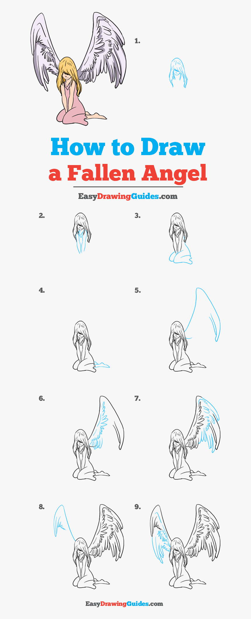 How To Draw Fallen Angel - Fallen Angel Drawing Easy, HD Png Download, Free Download