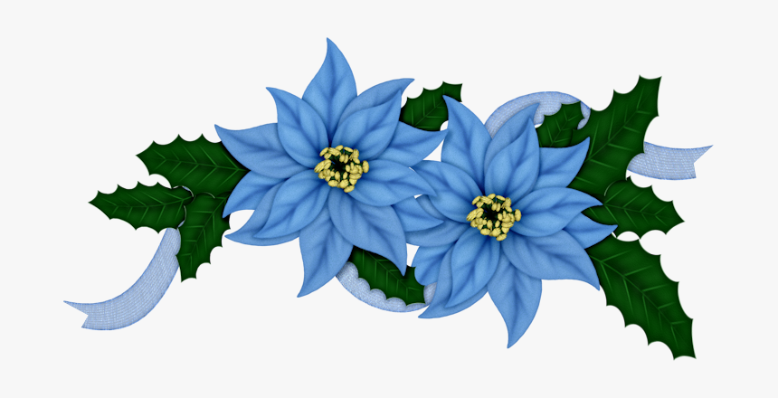 Flores Del Clipart Navidad En Tonos Azules - Floresazules Png, Transparent  Png - kindpng
