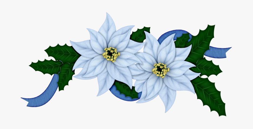 Flores Del Clipart Navidad En Tonos Azules - Blue Christmas Flower Clipart, HD Png Download, Free Download