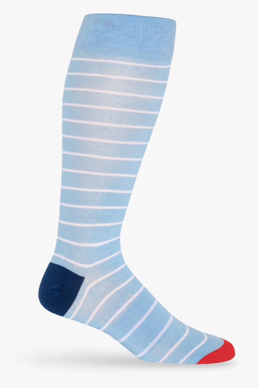 Powder Blue Sock With White Stripes - Hockey Sock, HD Png Download, Free Download