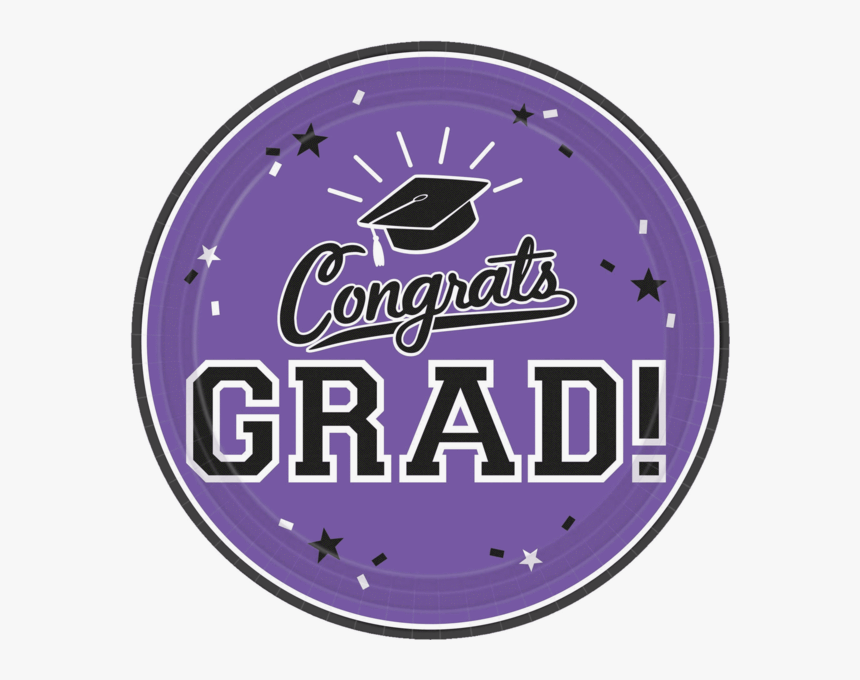 Congrats Grad Purple Dessert Plates - Campus Crew, HD Png Download, Free Download