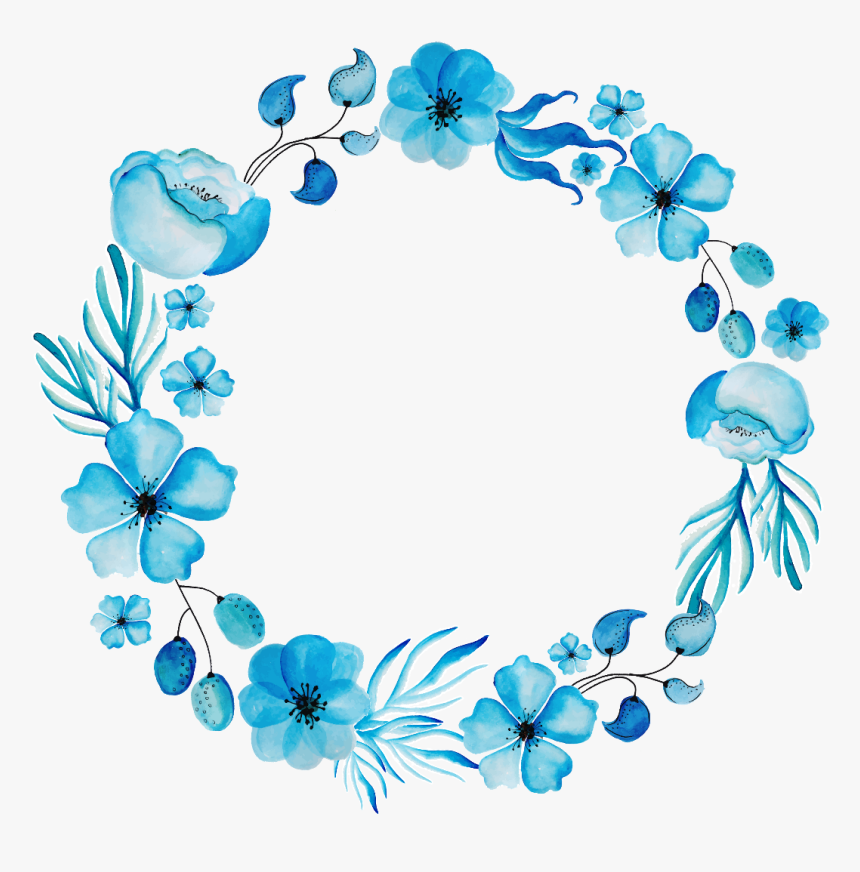 Transparent Wreath - Blue Watercolor Flower Png, Png Download, Free Download
