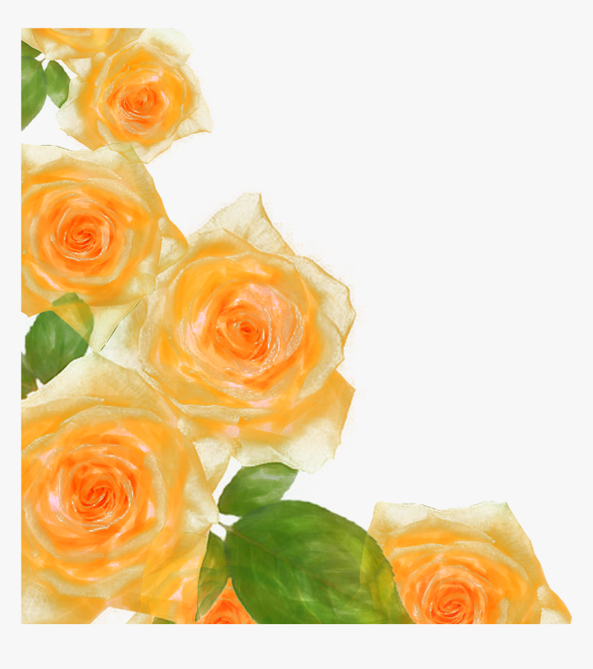 Flower Beach Rose Picture Frame Watercolor Painting - Yellow Flower Watercolor Border, HD Png Download, Free Download