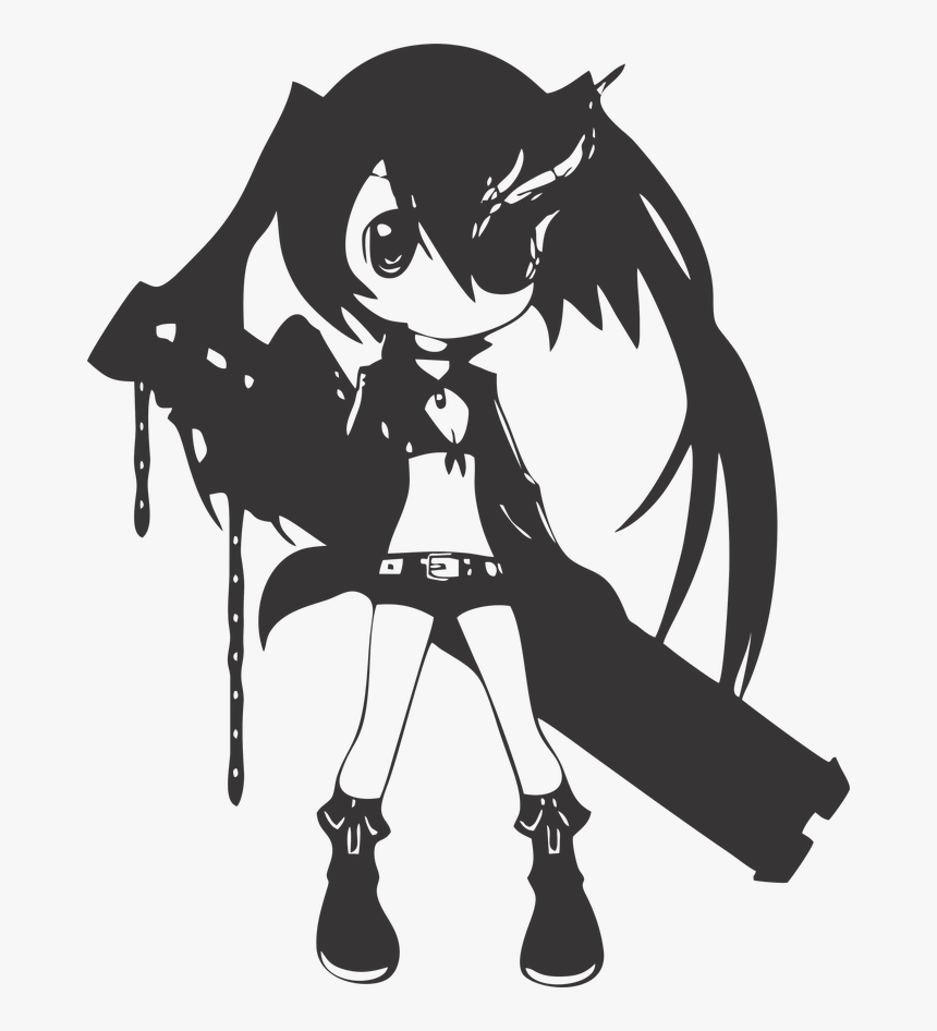 Stiker Anime,stiker Laptop,stiker Akame - Black Rock Shooter Chibi, HD Png Download, Free Download