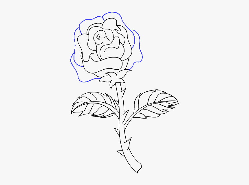 Easy To Draw Roses - Rose With Thorns Drawing Easy, HD Png Download, Free Download