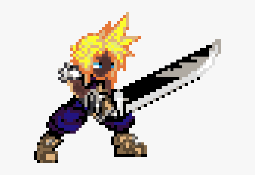 Cloud Final Fantasy Pixel Art Clipart , Png Download - Cloud Strife Pixel Art, Transparent Png, Free Download