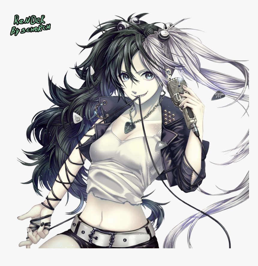 Black And White Hair Color Anime Girl, HD Png Download, Free Download