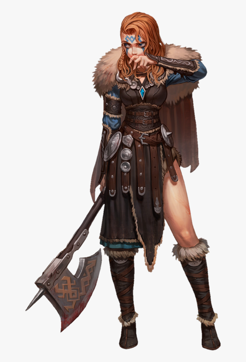 #viking #girl #leather #armor #axe #redhead #inkedgirl - Fantasy Viking Character, HD Png Download, Free Download