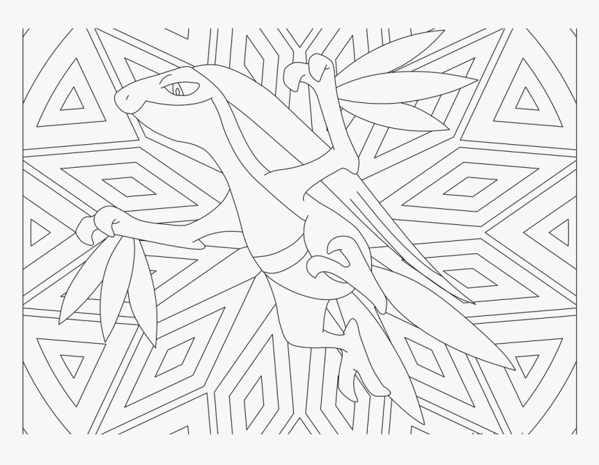 Adult Pokemon Coloring Page Grovyle - Coloring Book, HD Png Download, Free Download
