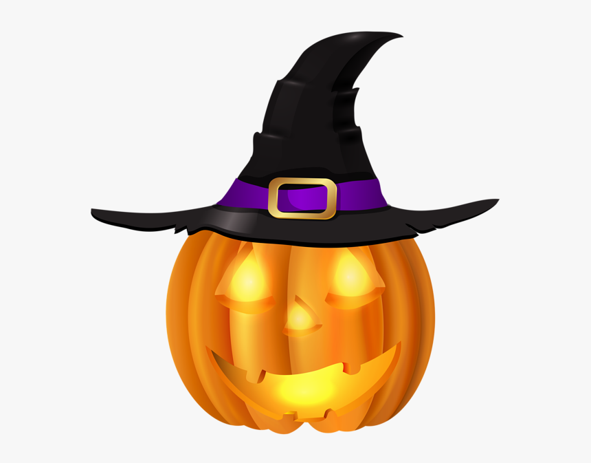 Halloween Pumpkin With Witch Hat Png Clip Art Halloween - Transparent Background Halloween Clip Art, Png Download, Free Download