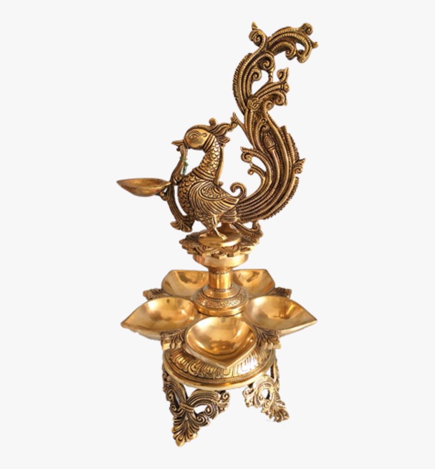 Pure Brass Statue Peacock Diya, 18 X 11 Inch, Vgo - Brass, HD Png Download, Free Download