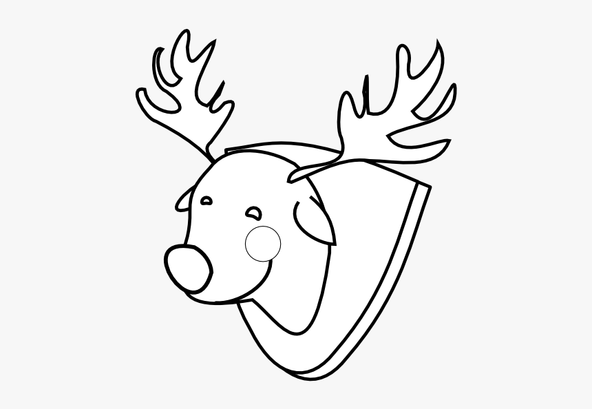 Rudolph Reindeer Raindeer Black White Line 555px - Cartoon, HD Png Download, Free Download