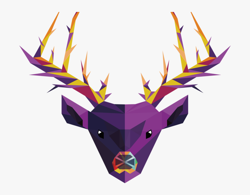 Funky Deer Vector Digital Design Illustration Low Poly - Deer, HD Png Download, Free Download