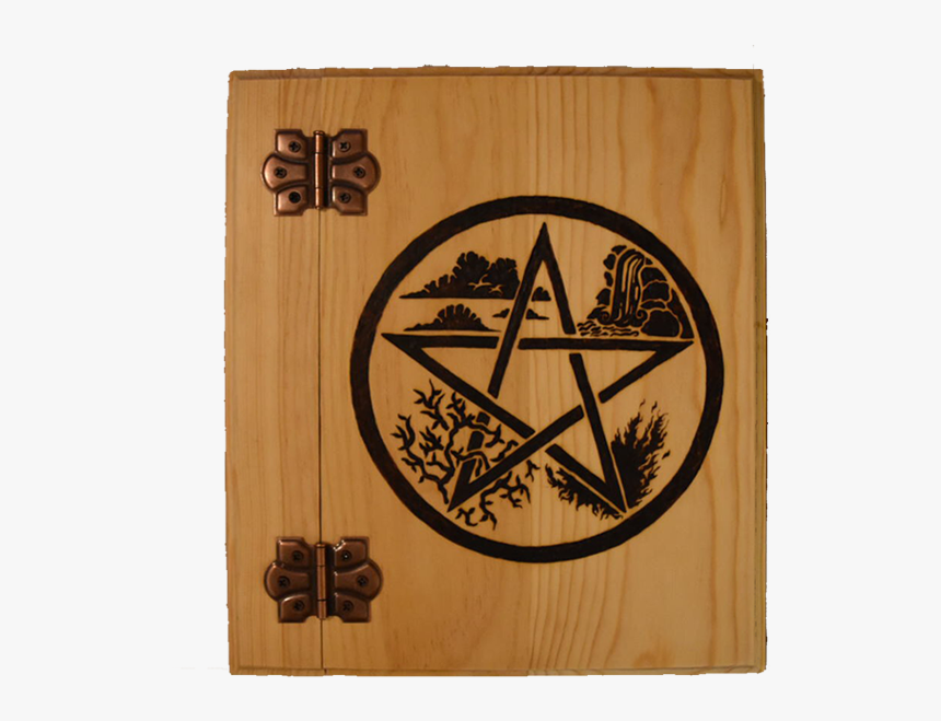 Project Fey Created Wooden Book Of Shadows With Elemental - Tatouage Pentacle De Protection, HD Png Download, Free Download