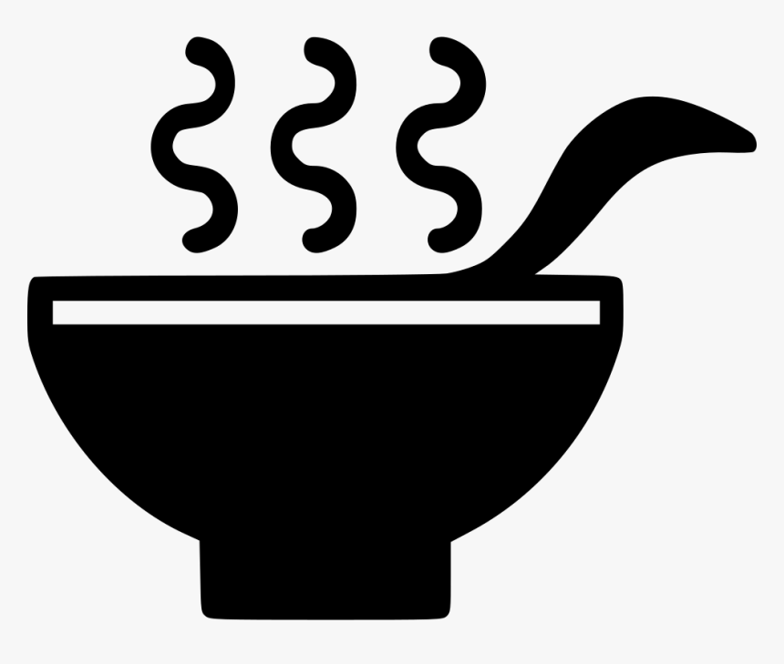 Drink Healthy Hot Soup Bowl Spoon - Black And White Bowl Of Soup, HD Png Download, Free Download