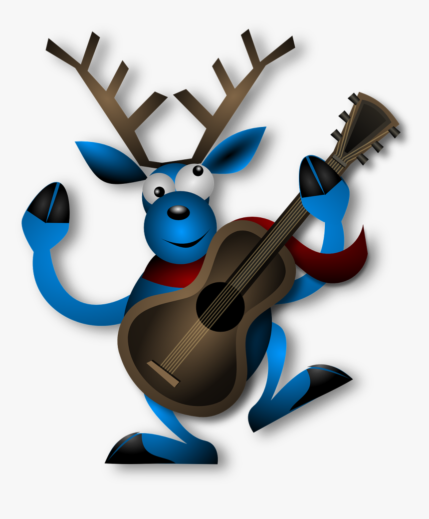 Reindeer Dancing Guitar Free Picture - Free Clip Art Reindeer, HD Png Download, Free Download