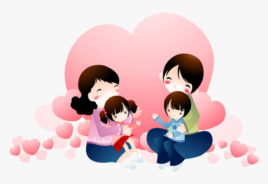 Family Happiness Child - Happy Family Love Cartoon, HD Png Download, Free Download