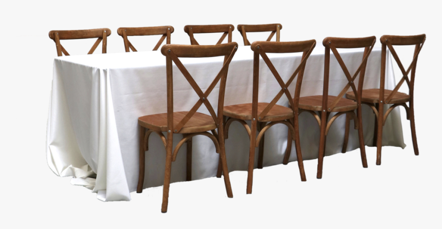 Banquet Table With 8 Honey Brown Cross-back Chairs - Round Banquet Table Cross Chair Png, Transparent Png, Free Download