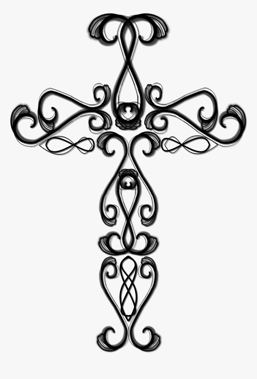 Pin Cross W Ribbons Large Copy3 Largejpg Tattoo On - Cross Drawings, HD Png Download, Free Download