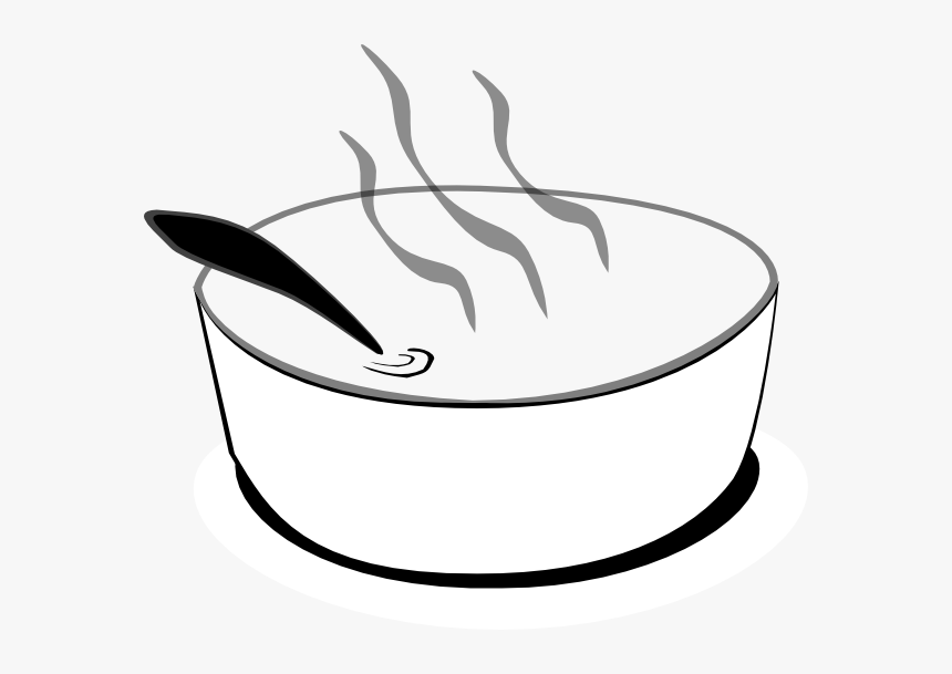 Hot Bowl Of Soup Clipart - Black And White Clip Art Soup, HD Png Download -...