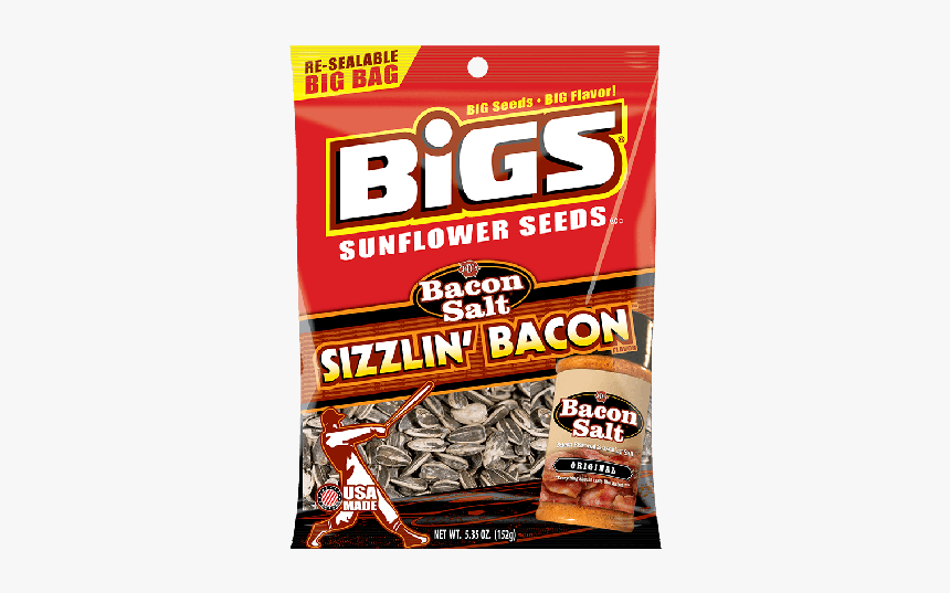 Bigs Bacon Salt Sizzlin Bacon Sunflower Seed - Salt And Vinegar Sunflower Seeds, HD Png Download, Free Download