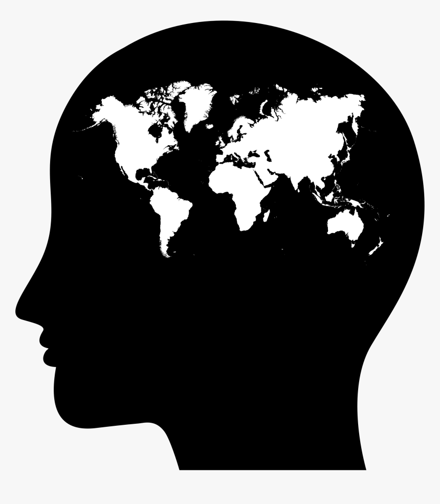Female Head Profile Silhouette World Map Clip Arts - World Map Profile, HD Png Download, Free Download