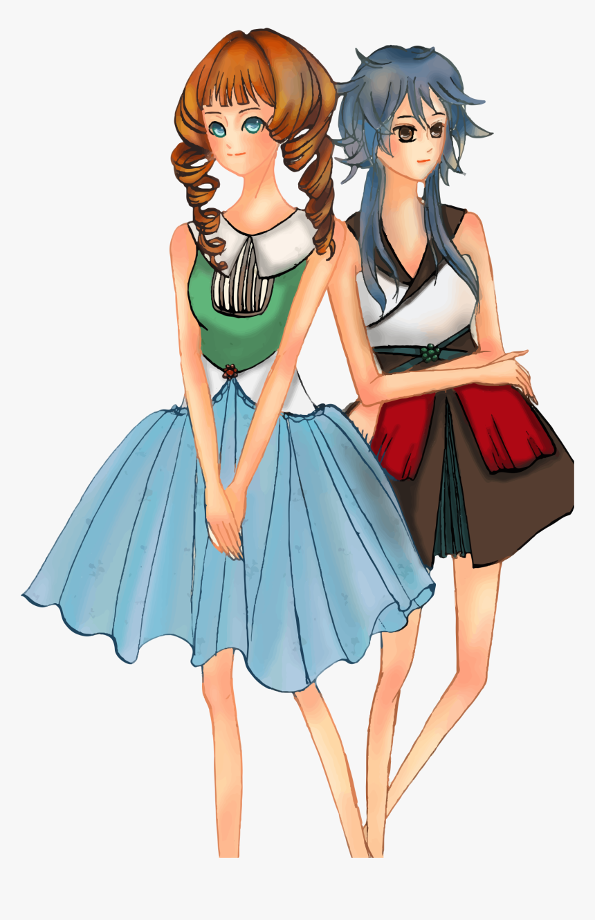 Two Anime Girls Clip Arts - Cartoon Girls Image Png, Transparent Png, Free Download