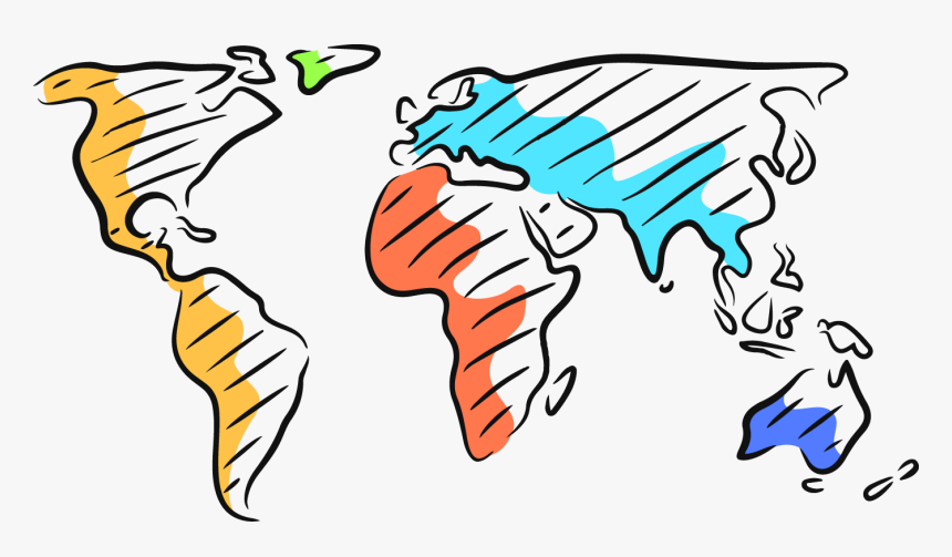 Graphic Free Library World Map Sketch Hand - Easy World Map Sketch, HD Png Download, Free Download