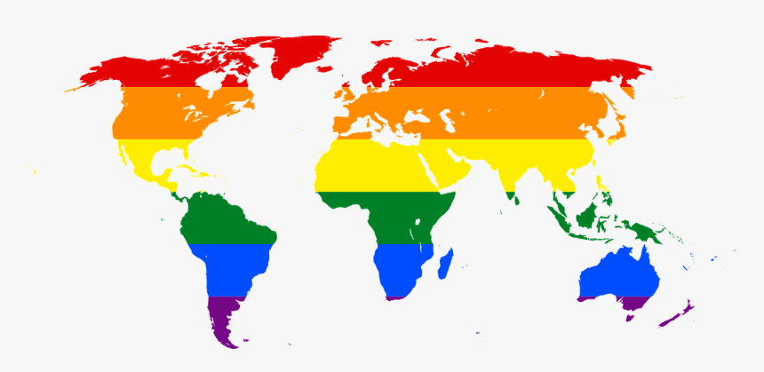 Map Of World Rainbow - Lgbtq World Map, HD Png Download, Free Download