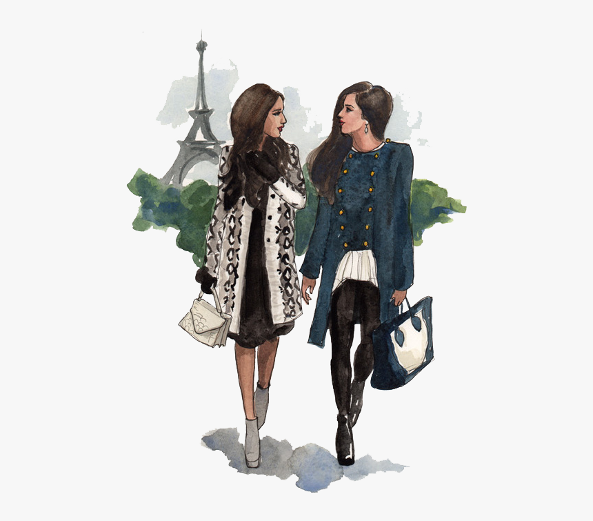 Paris, Drawing, And Sketch Image - Best Friends Paris Illustration, HD Png Download, Free Download