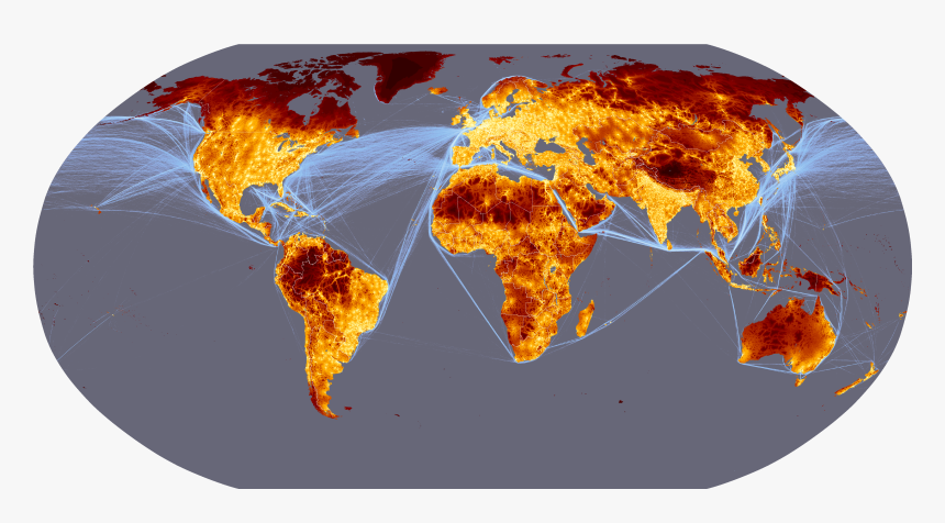 Map Of Land Based Travel Time And Shipping Lane Density - International Trade Routes Map, HD Png Download, Free Download