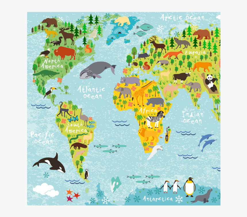 World Map Square Picture "
 Class= - World Map Puzzle Animals, HD Png Download, Free Download