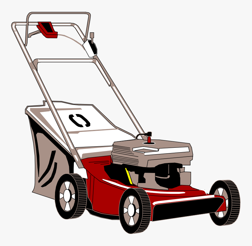 Lawnmower With Bagger Medium - Lawn Mower Clipart Transparent, HD Png Download, Free Download