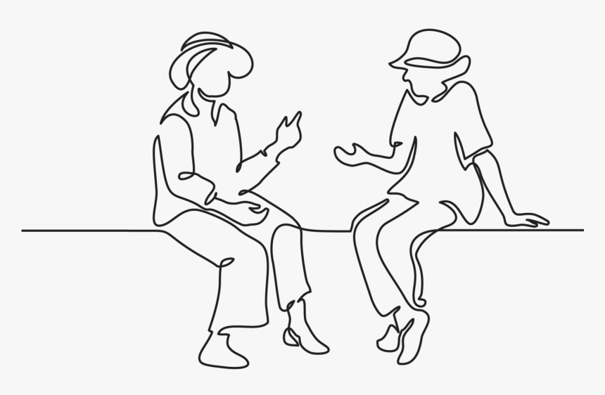 Line Drawing Of Two People Seated And Talking - Two Women Outline, HD Png Download, Free Download