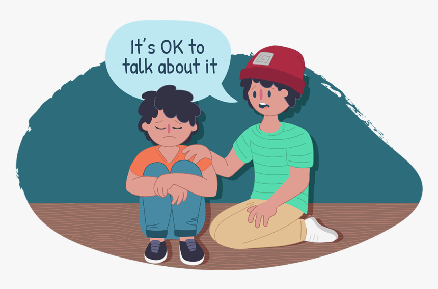 Two Boys Sitting Down Together, One Looks Sad, The - Talk To Someone Animated, HD Png Download, Free Download