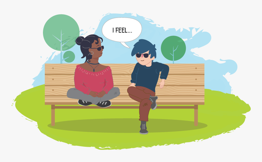 Two Teens On Park Bench, One Saying "i Feel" - People Talking About Their Feelings, HD Png Download, Free Download