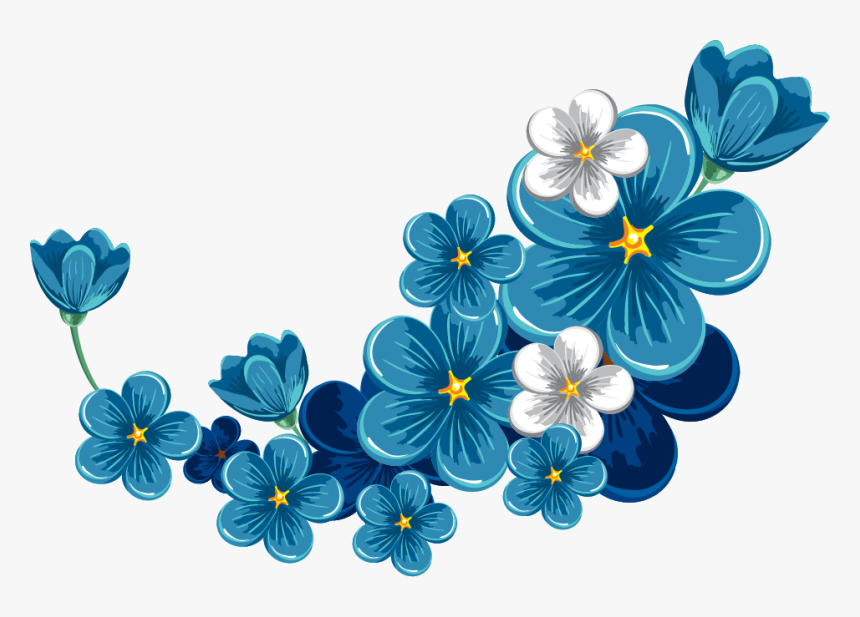 #bloom #flower #blue #frame #border #flowers #white - Blue Flower Border Png, Transparent Png, Free Download