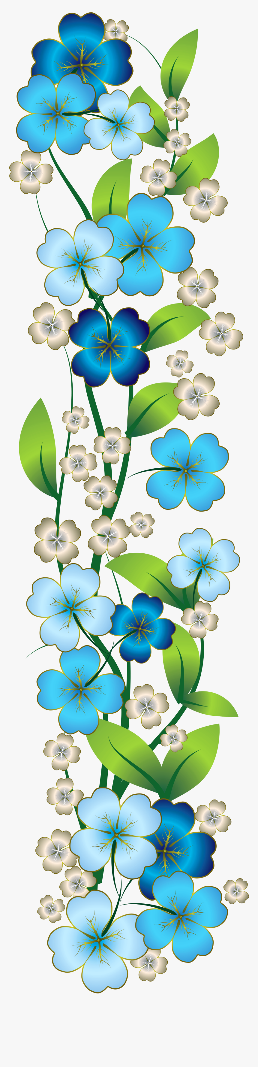 Clipart Borders Blue Flower - Blue Flower Border Clipart, HD Png Download, Free Download