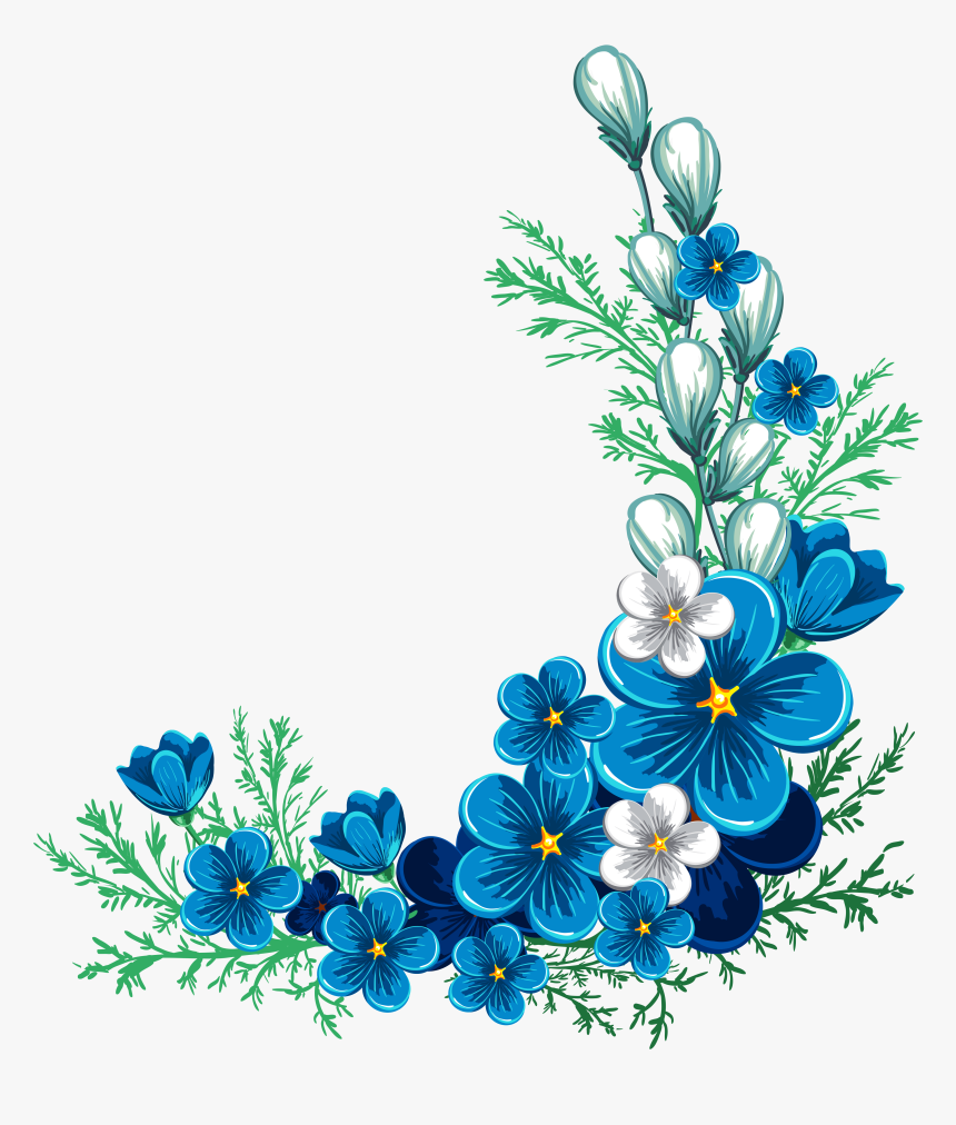 Transparent Flower Border Clipart - Border Blue Flowers Clipart, HD Png Download, Free Download