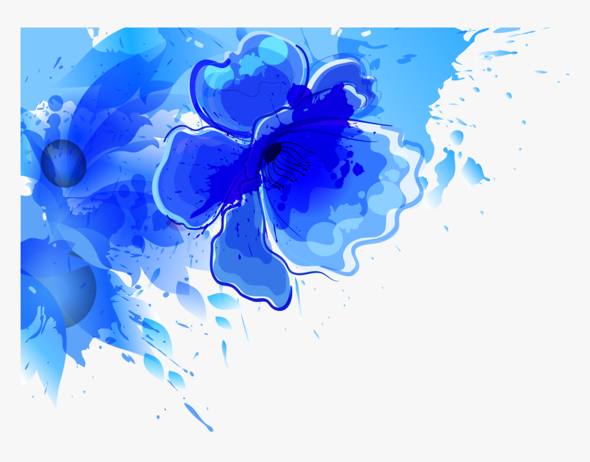 Transparent Watercolor Flower Border Png - Blue Flower Corner Border Png, Png Download, Free Download