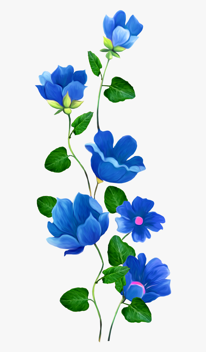 Flower Rose Blue Pin Clip Art - Blue Flower Border Clipart, HD Png Download, Free Download