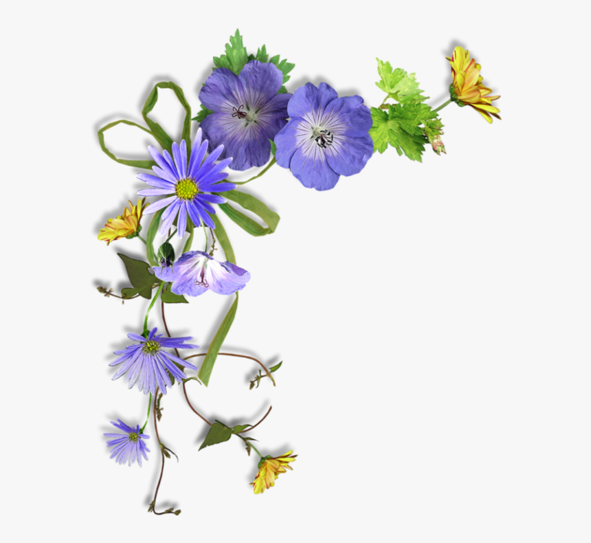 Blue Flower Border - Blue Flower Border Png, Transparent Png, Free Download