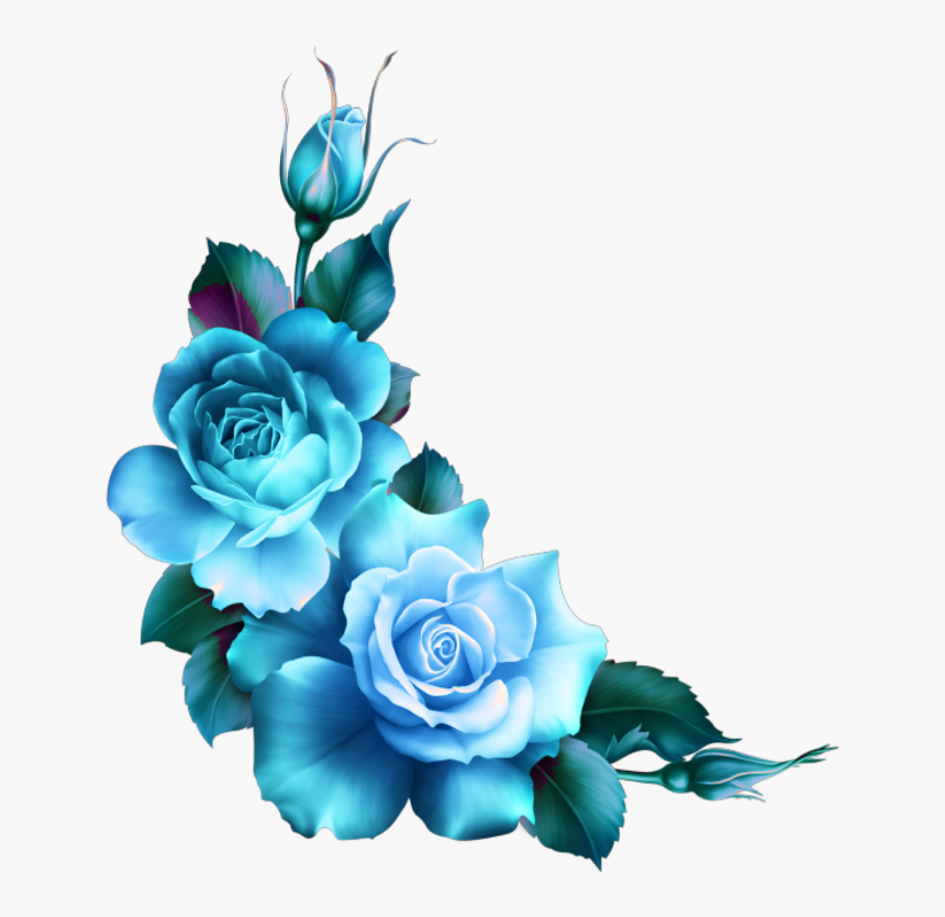 #mq #blue #roses #flowers #flower #rose #border #borders - Transparent Blue Flower Border, HD Png Download, Free Download