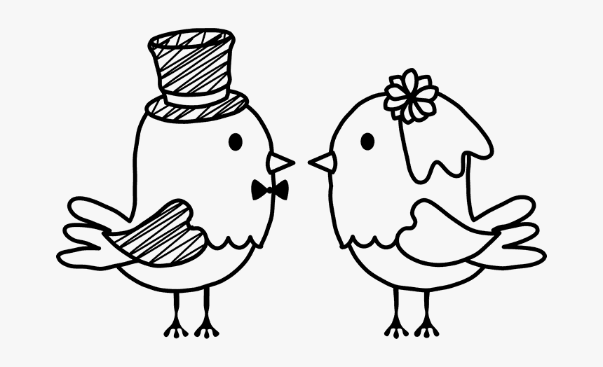 Love Birds Bride And Groom Clipart Black, HD Png Download, Free Download